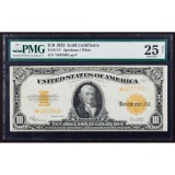 1922 $10 Star Gold Certificate VF-25 Net PMG