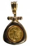 Gold Coin mounted in 14k Gold Pendant