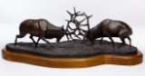 DeBella (American, 20th Century) 'Fighting Stags' Bronze Statue