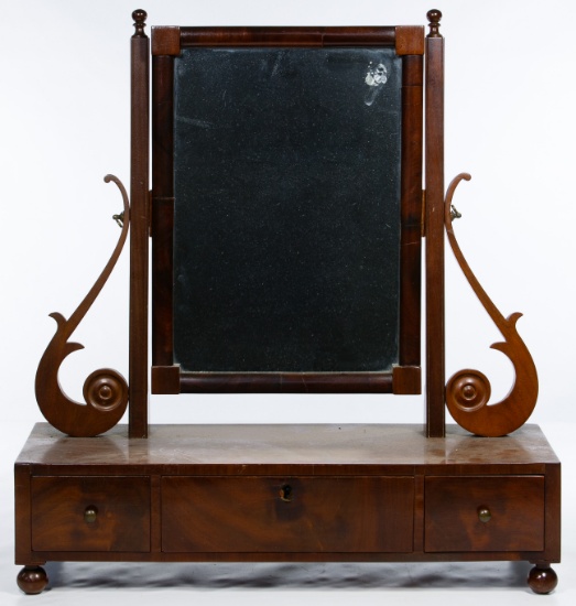 Georgian Mahogany Dresser-top Shaving Mirror
