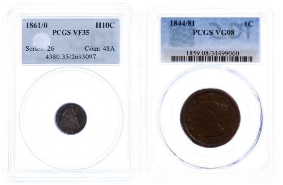 1861/0 H10c VF-35 PCGS