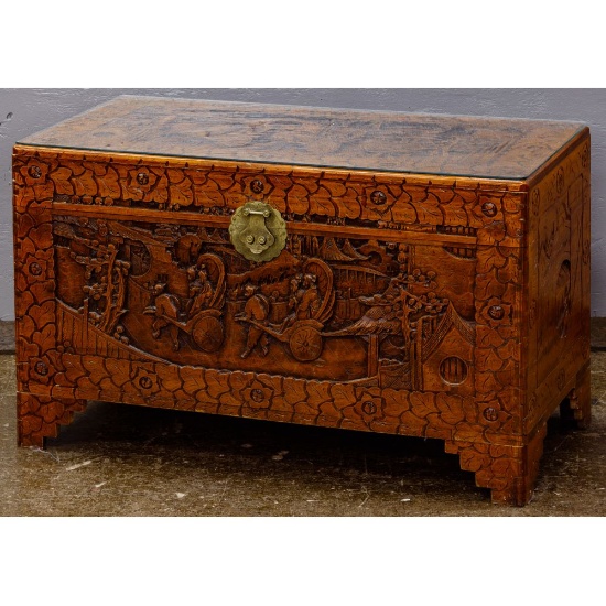 Asian Style Carved Camphorwood Trunk