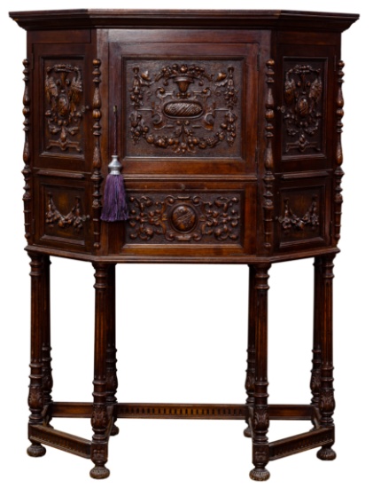 Renaissance Revival Style Carved Mahogany Chest on Stand