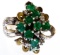 14k Gold, Emerald and Diamond Ring