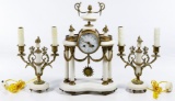 Louis XVI Style Clock and Candleabra Garniture