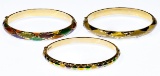 14k Gold and Enamel Hinged Bangle Bracelet Assortment