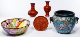 Asian Cloisonne and Faux Cinnabar Assortment