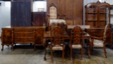 French Baroque Carved Walnut Dining Room Suite