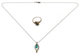 14k Gold and Emerald Ring and Pendant