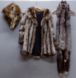 Raccoon Fur Coat, Fox Scarf and Collar Assortment