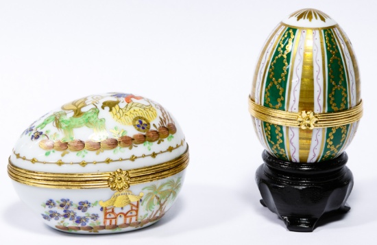 Tiffany & Co Hand Painted Porcelain Egg Trinket Boxes