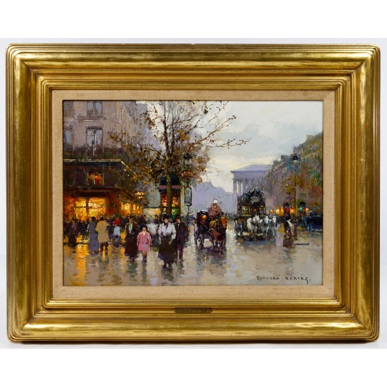 Edouard Cortes (French, 1882-1969) "Boulevard de la Madeleine" Oil on Canvas