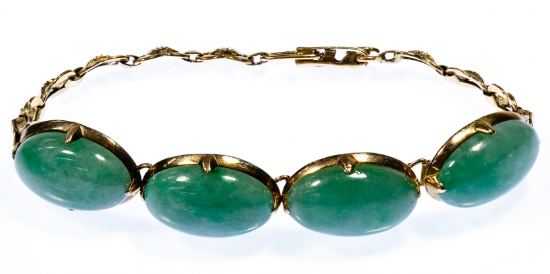 14k Gold and Jadeite Jade Bracelet
