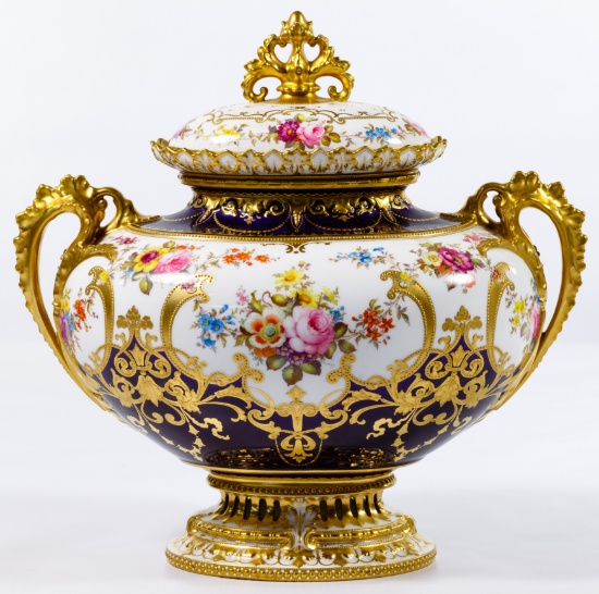 Royal Crown Derby Covered Oval Porcelain Urn