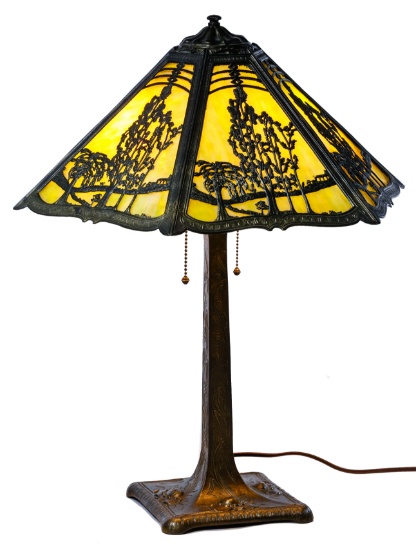 Chicago Mosaic Slag Glass Shade Table Lamp