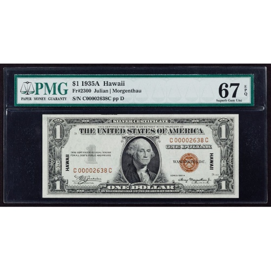 1935-A $1 Hawaii Gem Unc 67 EPQ PMG