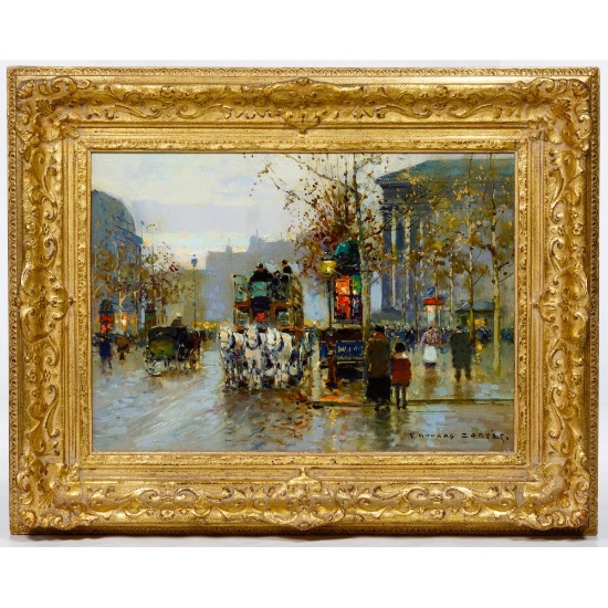 Edouard Cortes (French, 1882-1969) "Place de La Madeleine" Oil on Canvas