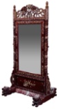 Asian Style Inlaid Cheval Mirror