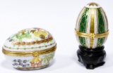 Tiffany & Co Hand Painted Porcelain Egg Trinket Boxes