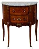 French Style Marble Top Demilune Cabinet