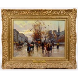 Edouard Cortes (French, 1882-1969) 'Paris, Quai Montebello et Notre Dame' Oil on Canvas