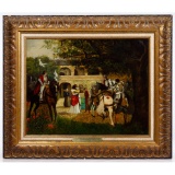 Baron Hendrick Jan Augustyn Leys (Dutch, 1815-1869) 'Farewell to Crusaders' Oil on Canvas