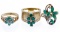 14k Gold, Emerald and Diamond Rings