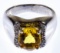 Platinum, Yellow Tourmaline and Diamond Ring