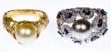 14k White Gold and 14k Yellow Gold and Pearl Rings