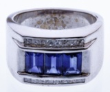 14k White Gold, Sapphire and Diamond Ring