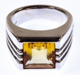 14k White Gold and Yellow Topaz Ring