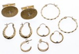 14k Gold Pierced Earring and Cuff Link Assortment