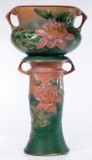 Roseville #663-10' 'Water Lily Pink' Jardiniere and Pedestal