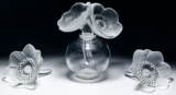 Lalique Crystal 'Anemone' Paperweight and Perfume Bottle Collection
