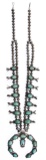 Native American Navajo Sterling Silver and Turquoise Squash Blossom Necklace