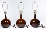 MCM Brown Glazed Ceramic Table Lamps
