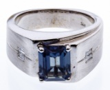 14k White Gold, Sapphire and Diamond Ring