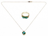 18k Gold and Emerald Ring and 14k Gold Pendant