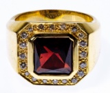 14k Gold, Garnet and Diamond Ring