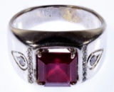 14k White Gold, Ruby and Diamond Ring