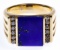 14k Gold, Lapis Lazuli and Diamond Ring