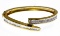18k Gold and Diamond Hinged Bangle Cross-over Bracelet