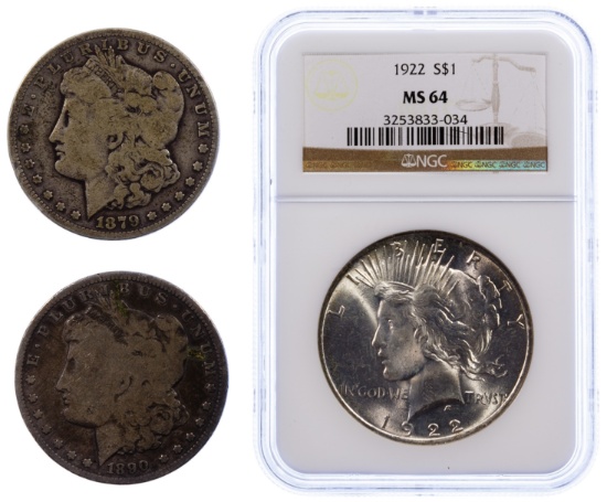 1879-CC, 1890-CC and 1922 $1