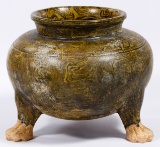 Chinese Marbled Clay Tripod Censer