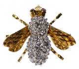 Herbert Rosenthal 18k Bi-Color Gold, Ruby and Diamond Bee Brooch