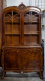 French Baroque Carved Walnut China Cabinet