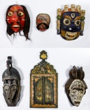 Carved Wood Mask and Mirror Assortment