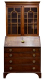 Hepplewhite Style Mahogany Bookcase Desk