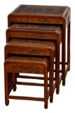 Asian Carved Teak Nesting Tables