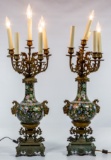 Victorian Cloisonne Candelabra Lamps
